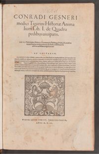 Gessner, Historiae Animalium, 1551, p. 3, 4, 5, 6, 8, 16, Zentralbibliothek Zürich, NNN 41 | F