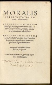 Gessner, Moralis interpretatio errorum Ulyssis Homerici, 1542, fol. 16ro-vo, 32ro-vo, Zentralbibliothek Zürich, 5.273,2