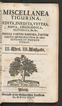 Fabricius Montanus, Descriptio fontium Engadinae inferioris prope Scultinum, in Ulrich, Miscellanea Tigurina, 1724, p. 404-406, Zentralbibliothek Zürich, 6.204-6.206