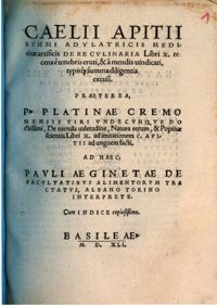 Thorer, Caelii Apitii de re culinaria libri X, 1541, fol. a2ro-vo et a3ro-vo, München, Bayerische Staatsbibliothek, 4 Med.g. 138#Beibd.1