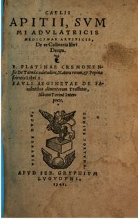 Thorer, Caelii Apitii de re culinaria libri decem, 1541, p. 3-6, München, Bayerische Staatsbibliothek, A.lat.b. 15