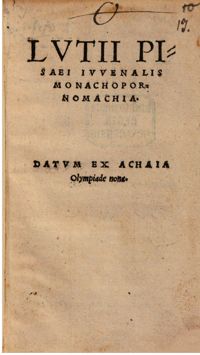 Lemnius, Monachopornomachia, [1539], fol. A2ro-A2vo, B1vo-B2ro, B5ro-B5vo, B7vo, C4ro-C5ro, München, Bayerische Staatsbibliothek, Rar. 38