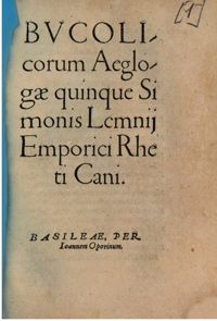 Lemnius, Bucolicorum aeglogae quinque, [1550], p. 30-31, München, Bayerische Staatsbibliothek, L.eleg.m. 110#Beibd.1