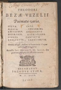 Beza, Poemata varia, 1599, fol. 135ro-141ro, Bibliothèque de Genève, Hd 668